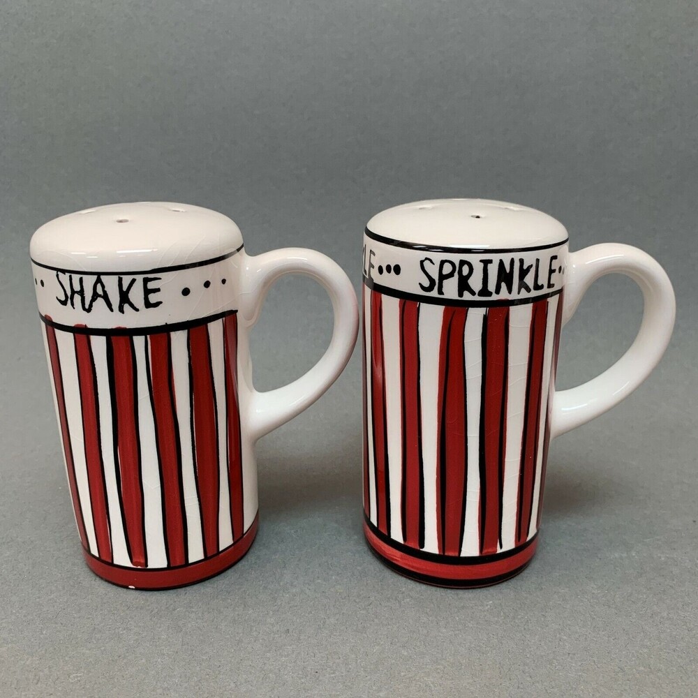 Salt and Pepper Shakers without Stoppers White Red Black Multicolor Striped